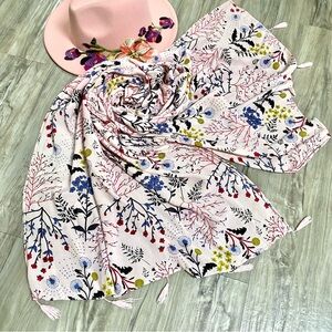 Blush floral boho scarf/wrap/shawl  w shabby chic prairie gardenia vibe